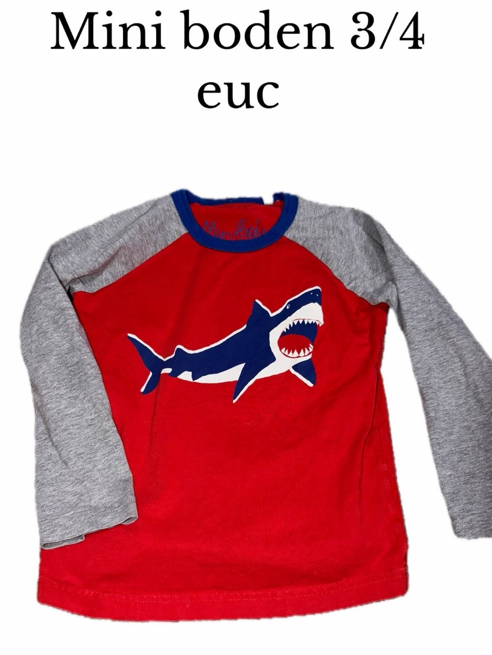 Mini boden 3-4 shark shirt